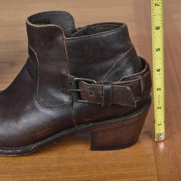 JB Dillon Women’s Western Brown Leather Short Ankle Boots Buckle Zip Size 7.5 B - Picture 7 of 14